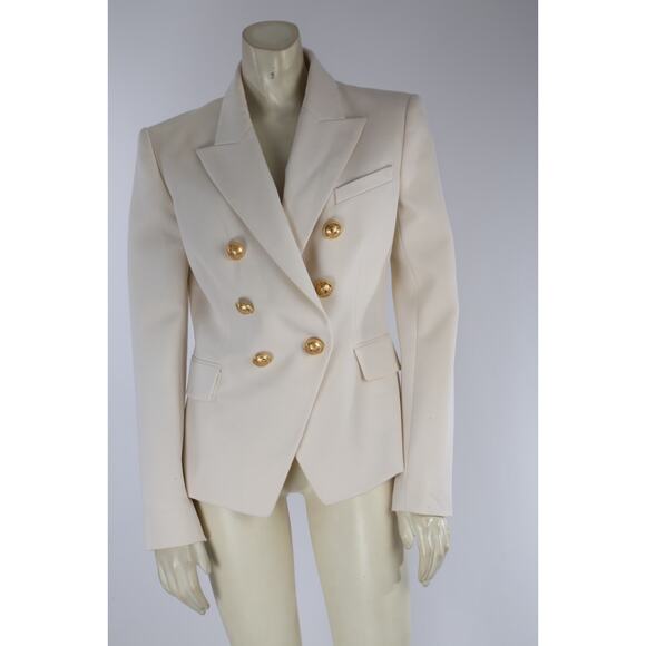 BALMAIN Cream Wool Button Down Blazer Size 38 - Picture 1 of 12